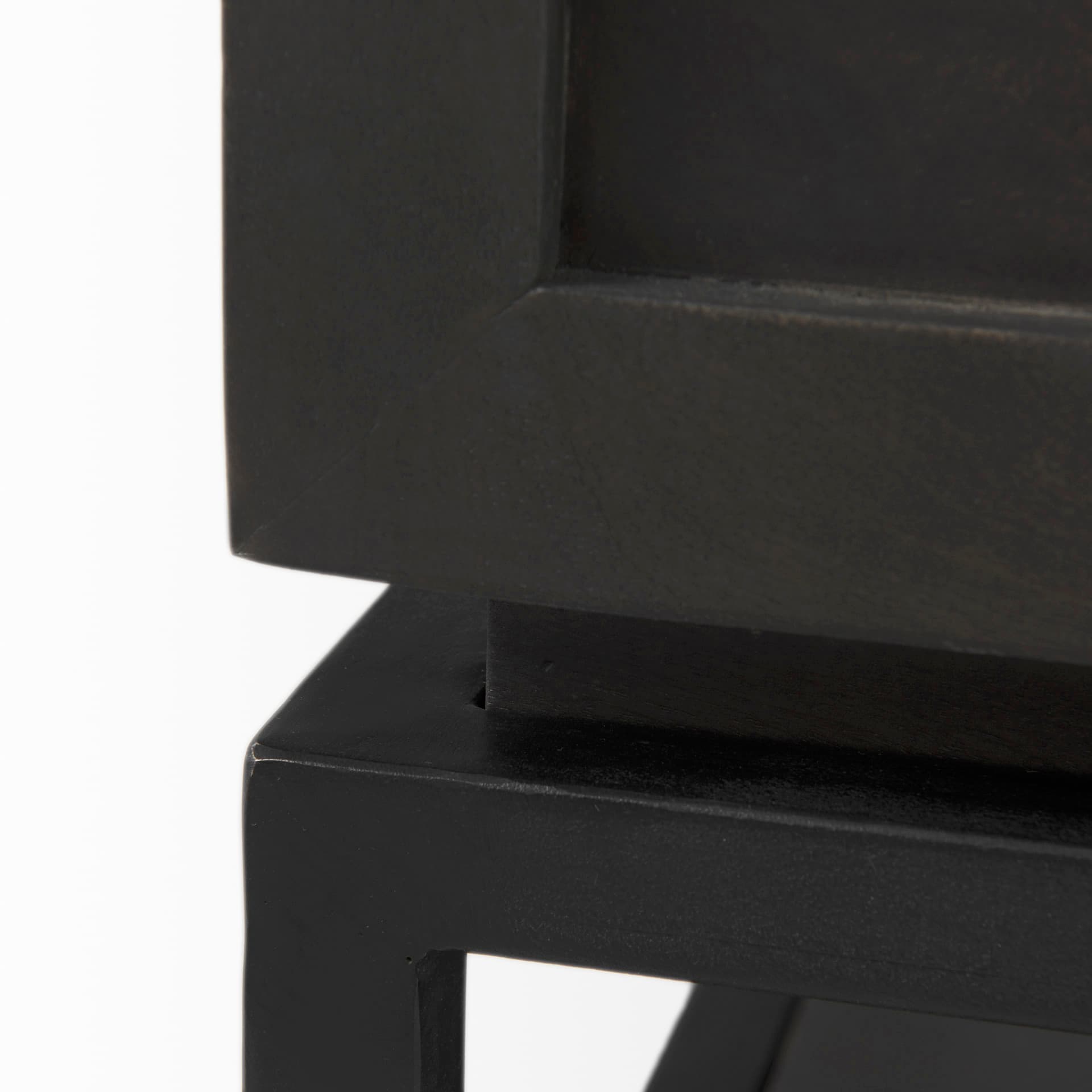Divina Black-Brown Wood w/ White Marble Top and Black Metal Base 1 Drawer Side Table — product photograph