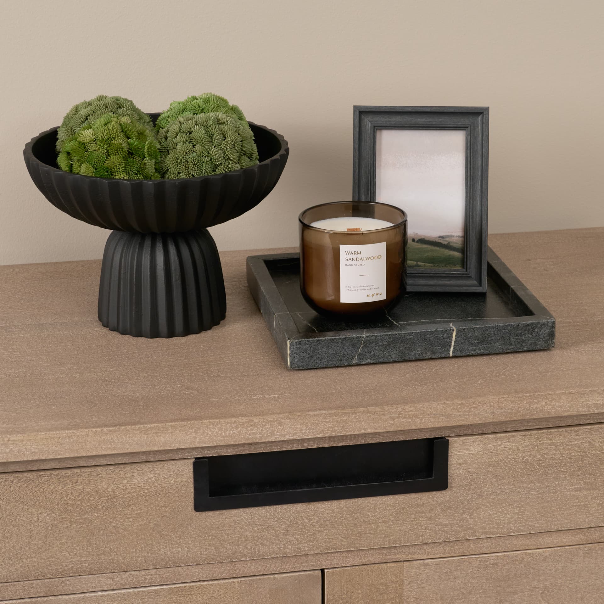 Ciaran Smooth Fluted Matte Black Metal Decorative Bowl — product photograph