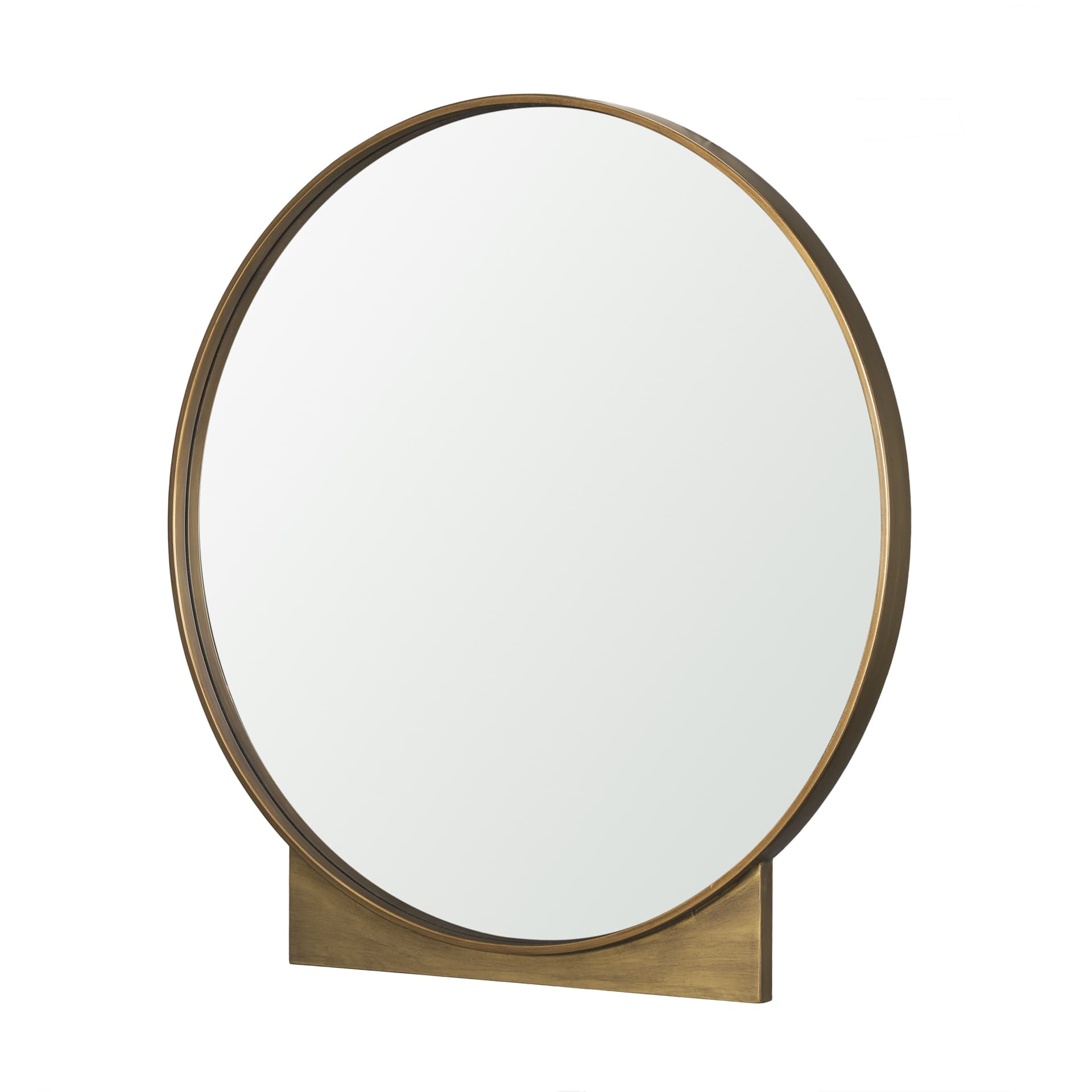 Tillie Round Brushed Gold Metal Frame Wall Mirror — product photograph