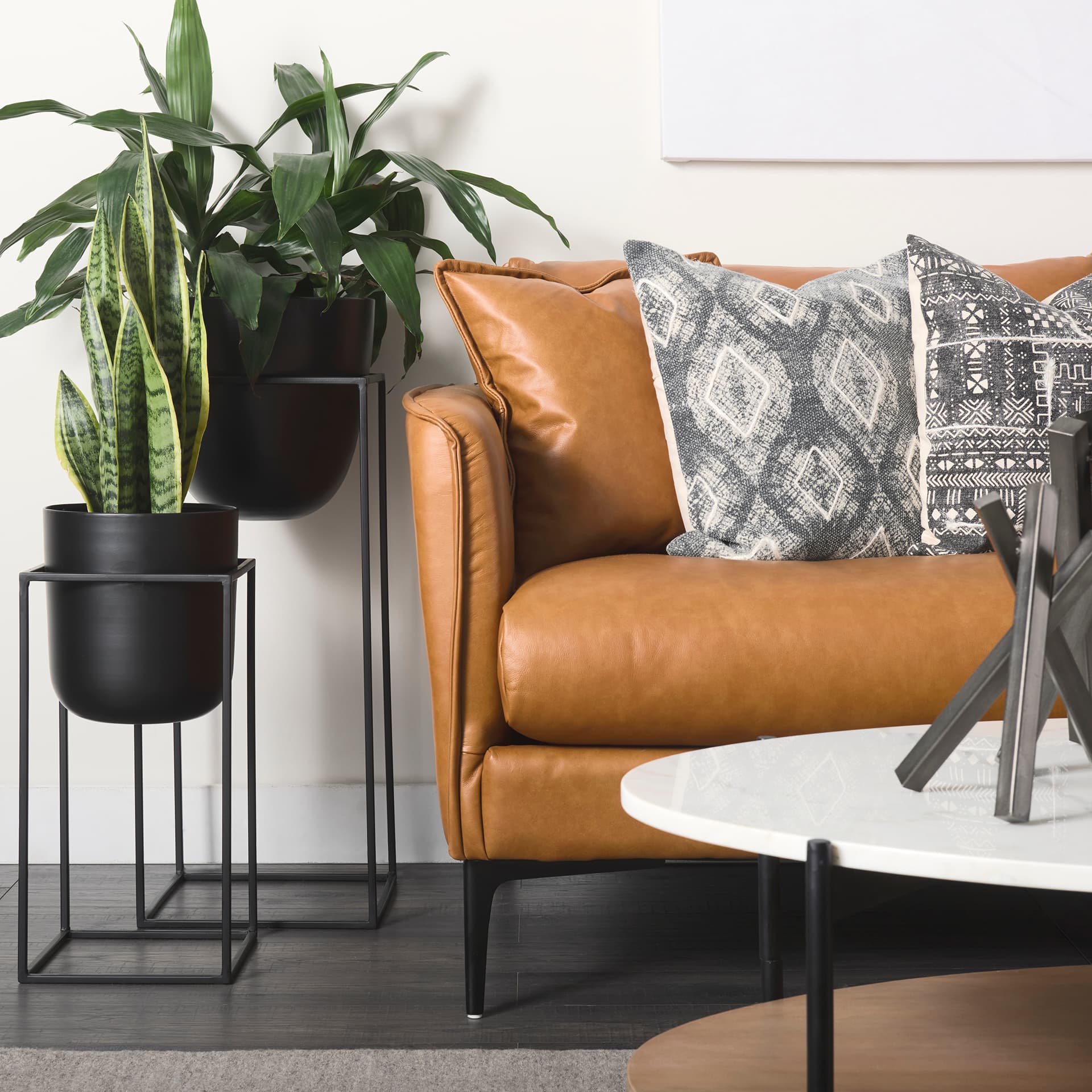 Lake Como 85.8W Tan Leather Three Seater Sofa — product photograph