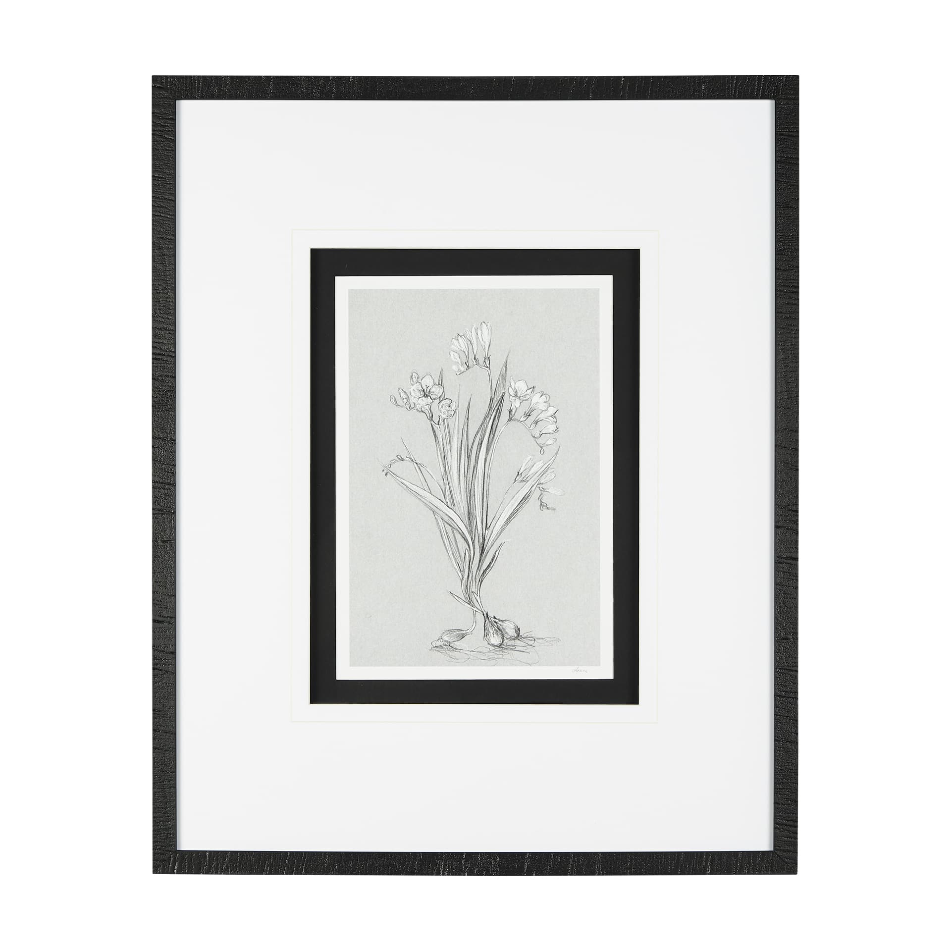 Botanical sketches III (Grey) by Mercana Studio Hand Embellished Framed Art Print Matted under Glass — product photograph