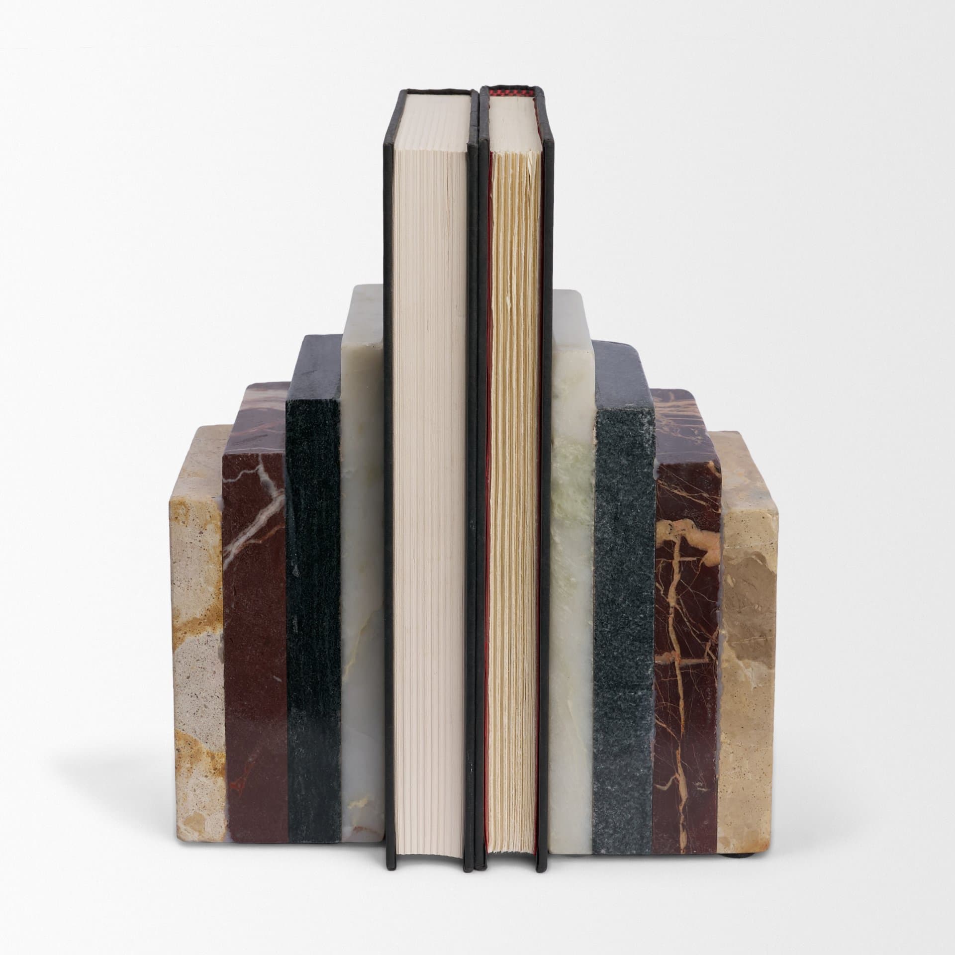 Corte Mixed Marble Stacked Bookends — product photograph
