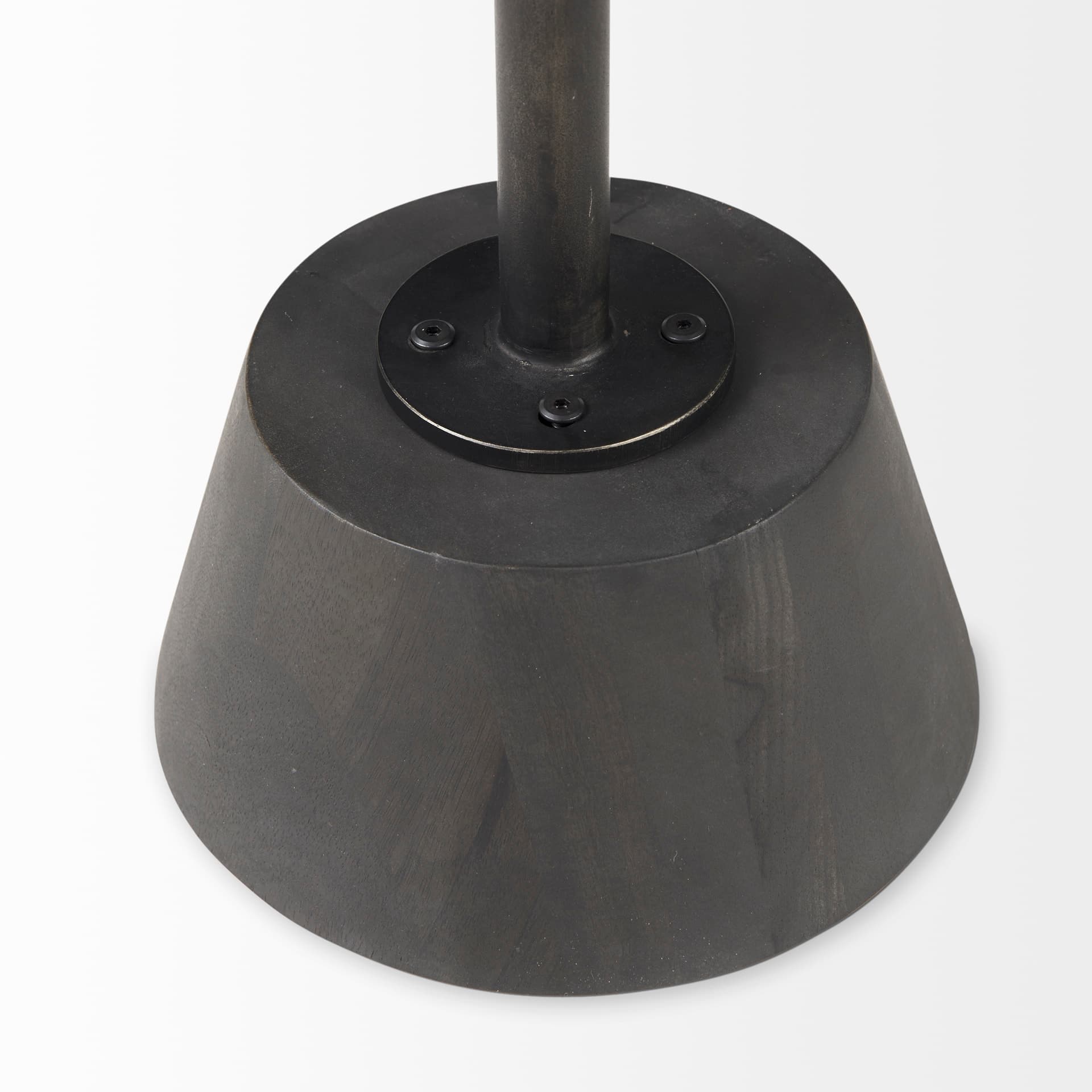 Maxwell 20" Round Dark Brown Wood w/ Black Metal Pedestal Side Table — product photograph