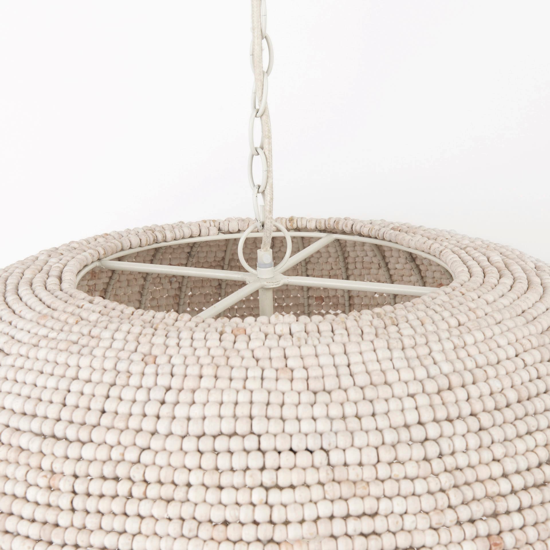 Theta 30.0 L x 30.0 W x 15.0 H White-Washed Beaded Chandelier — product photograph