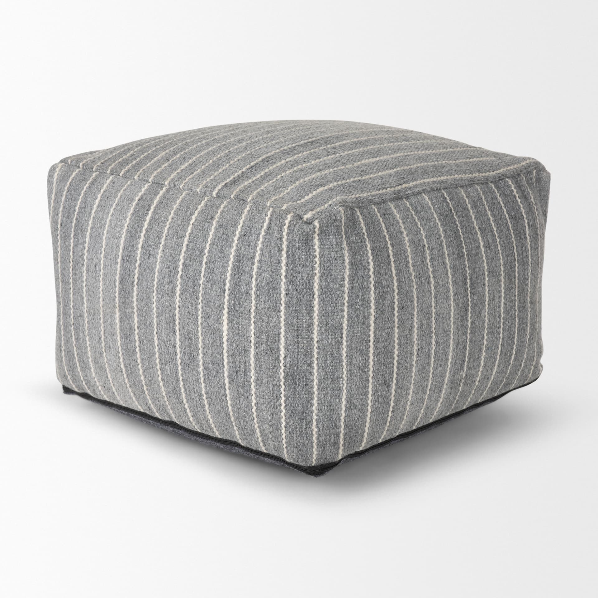 Kensie Large Blue Striped Pouf — product photograph