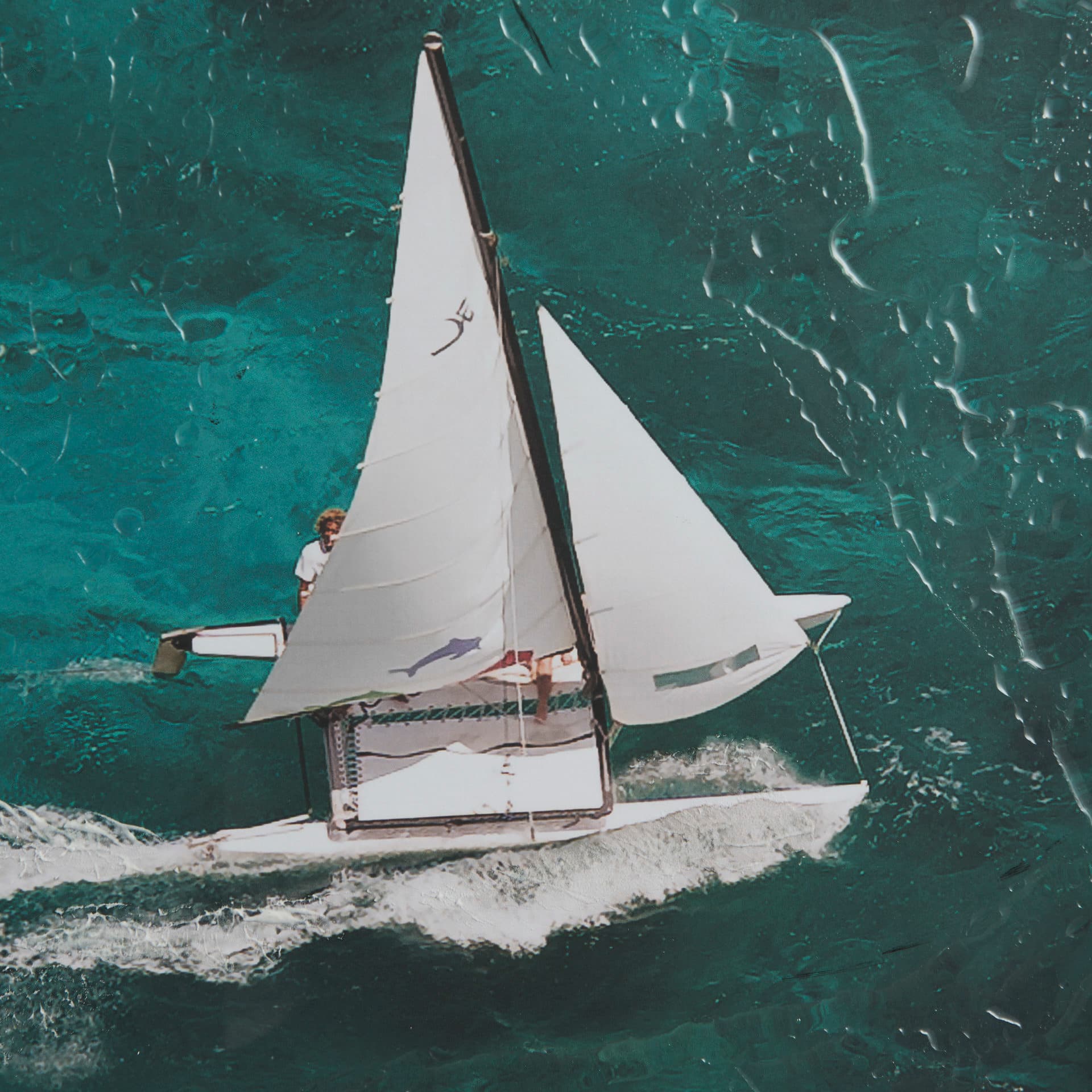 Hobie Sailing by Mercana Studio a Hand Embellished Textured Framed Photo Art Print Matted under Glas — product photograph