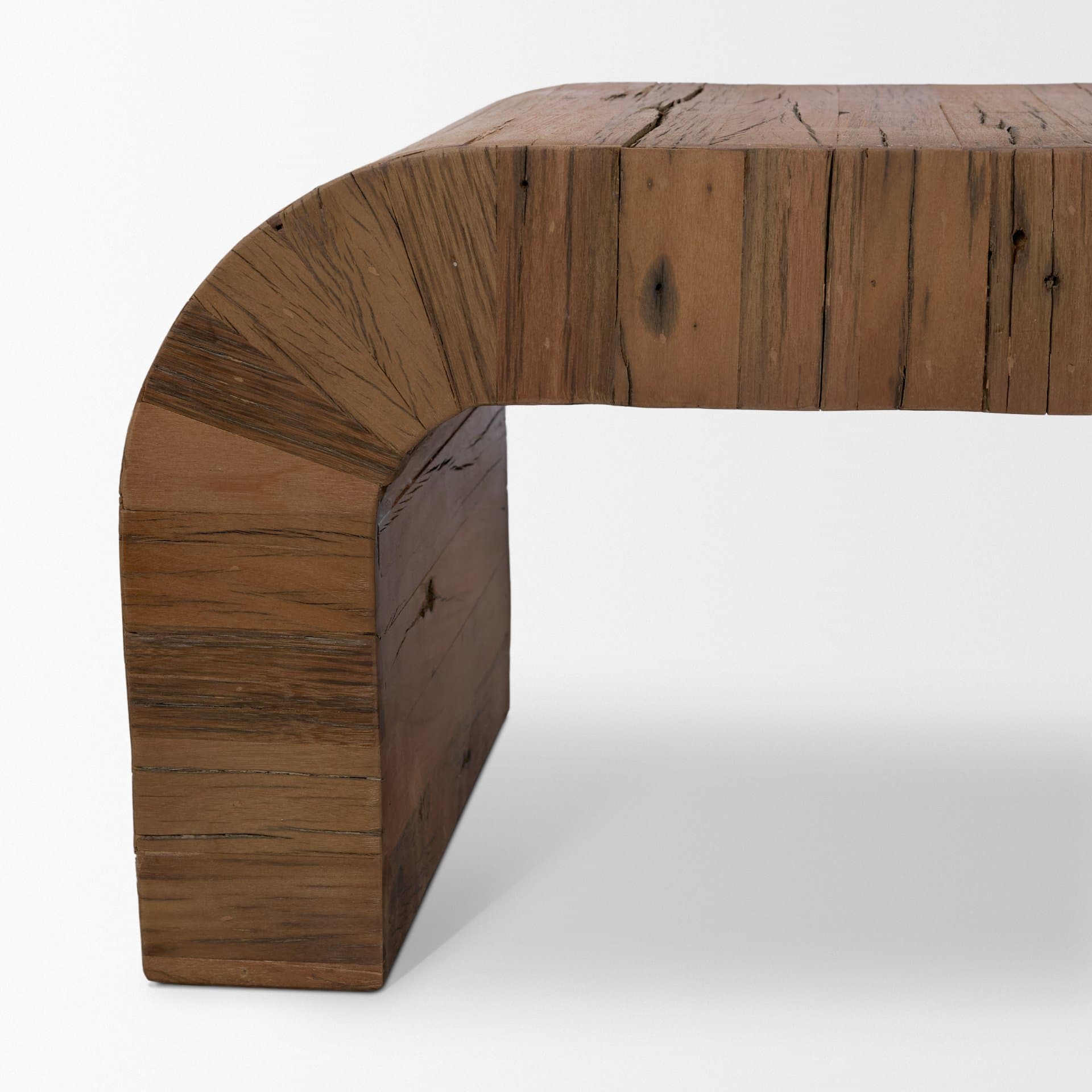 Denton Medium Brown Relcaimed Wood Bench — product photograph