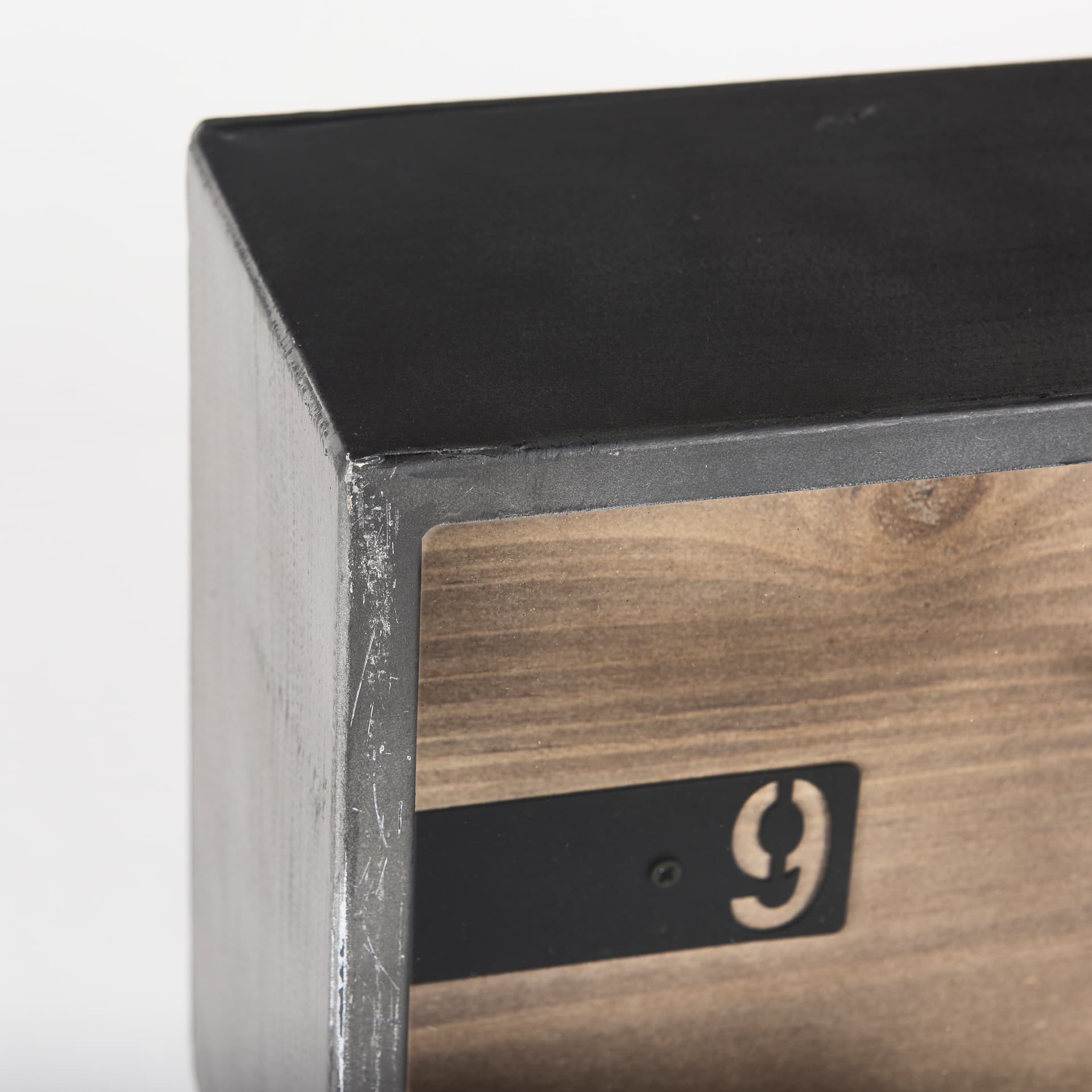 Harvey 13.0L x 4.5W x 8.1H Black Metal and Wood Rectangular Table Clock — product photograph