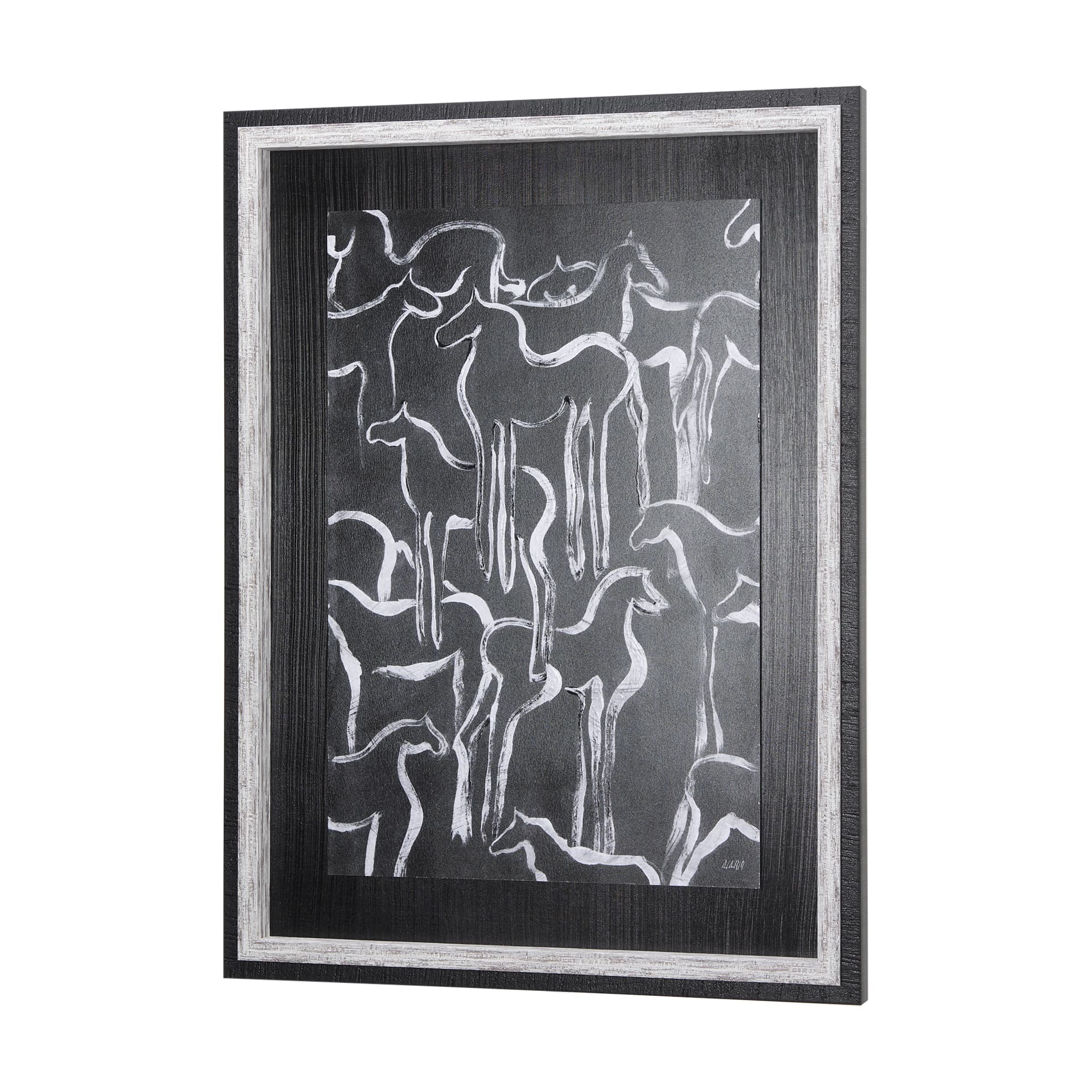 Horse Herd II by Mercana Studio a Hand Embellished Textured Framed Art Print — product photograph