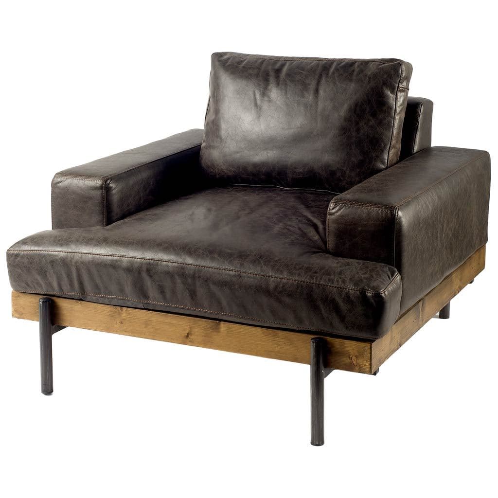 Colburne I Brown Leather Body Wood/Iron Frame Club Chair — product photograph