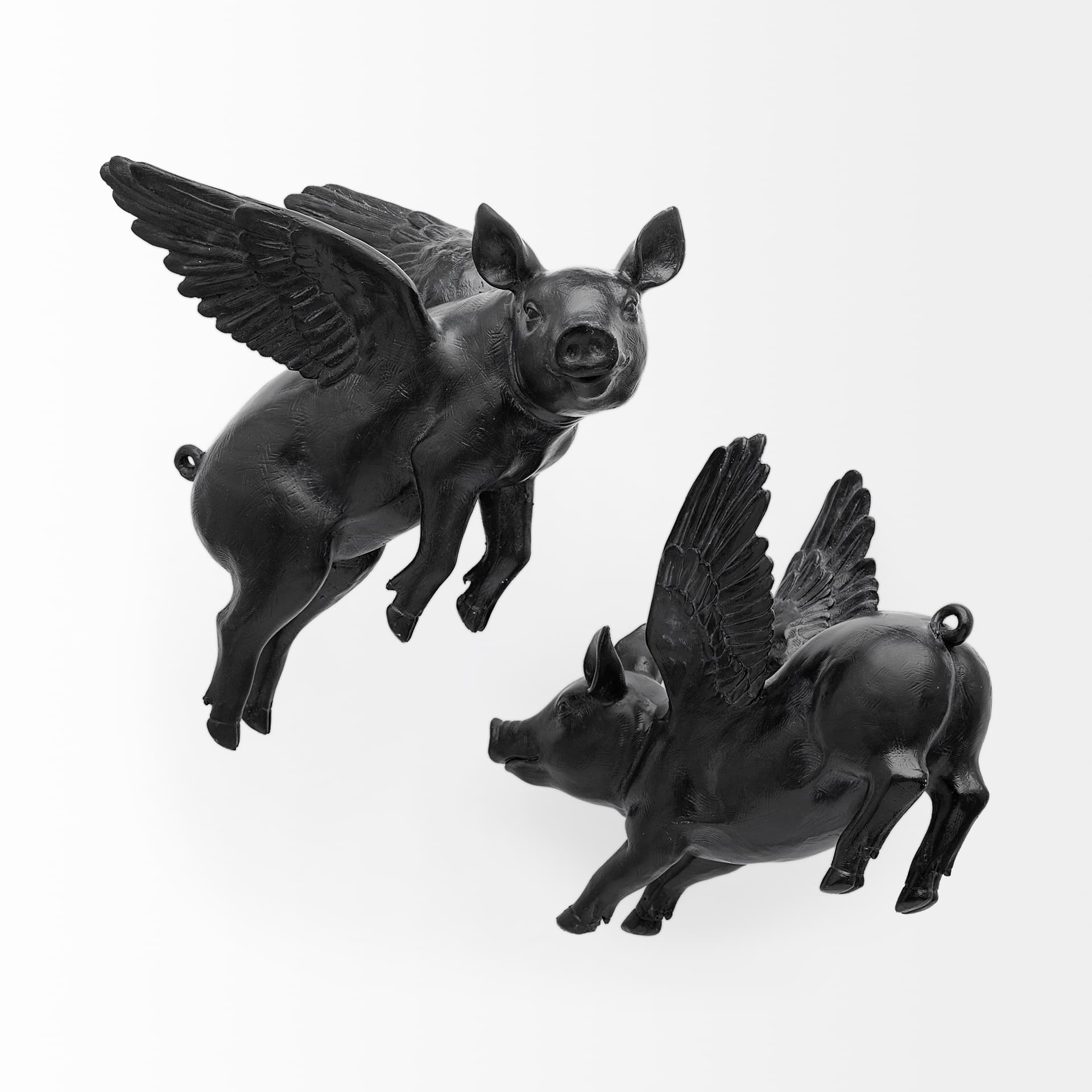 Hogbadi Set of 2 Black Flying Pigs — product photograph