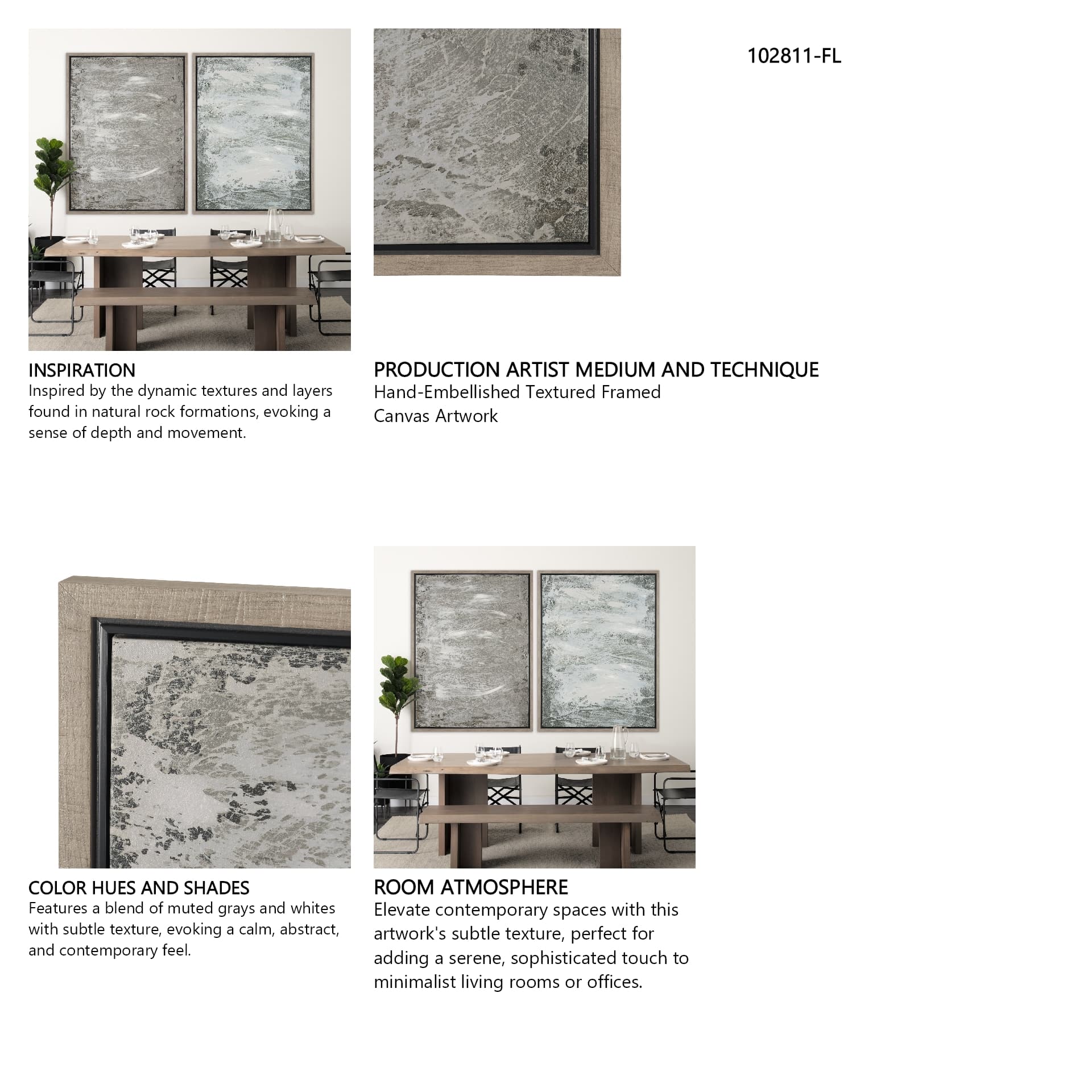 Verdant I by Mercana Studio Hand-Embellished Textured Framed Canvas Artwork — in a styled room