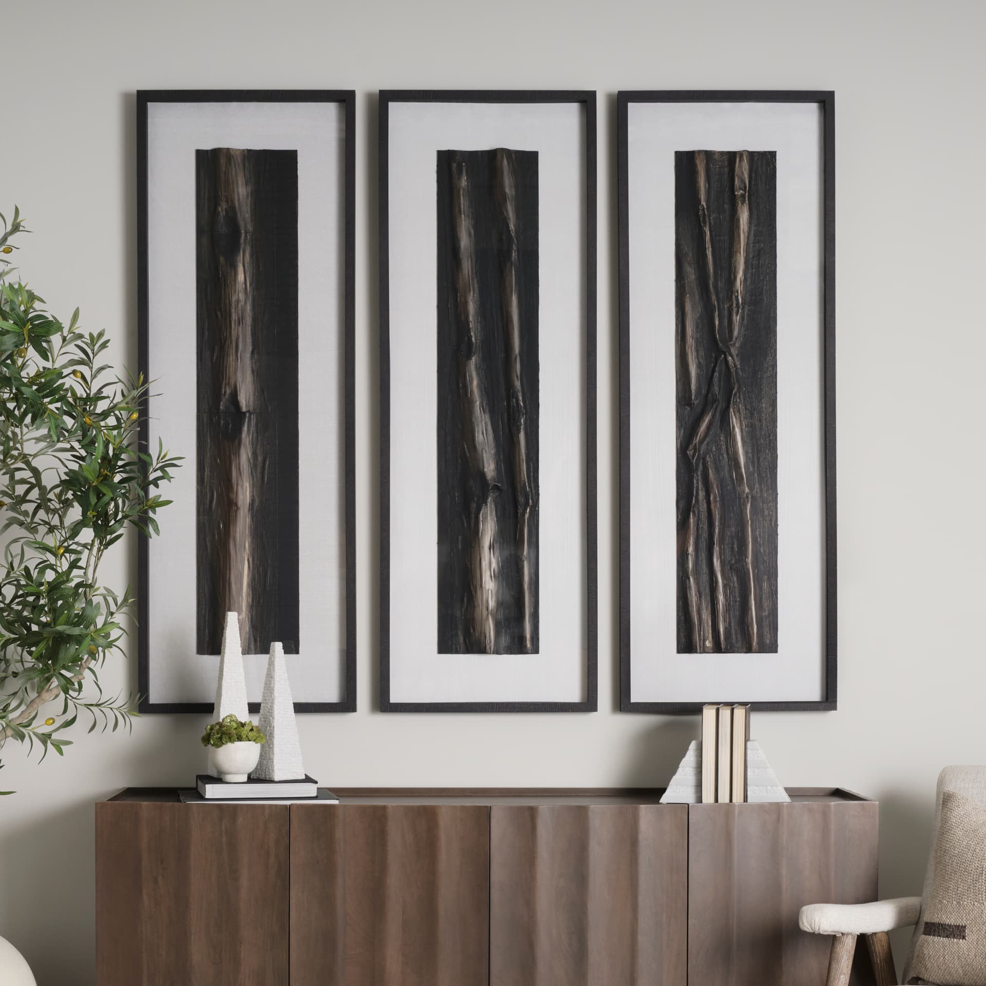 Bamboo Relief I by Studio M a handmade Original Framed Artwork under Glass — product photograph