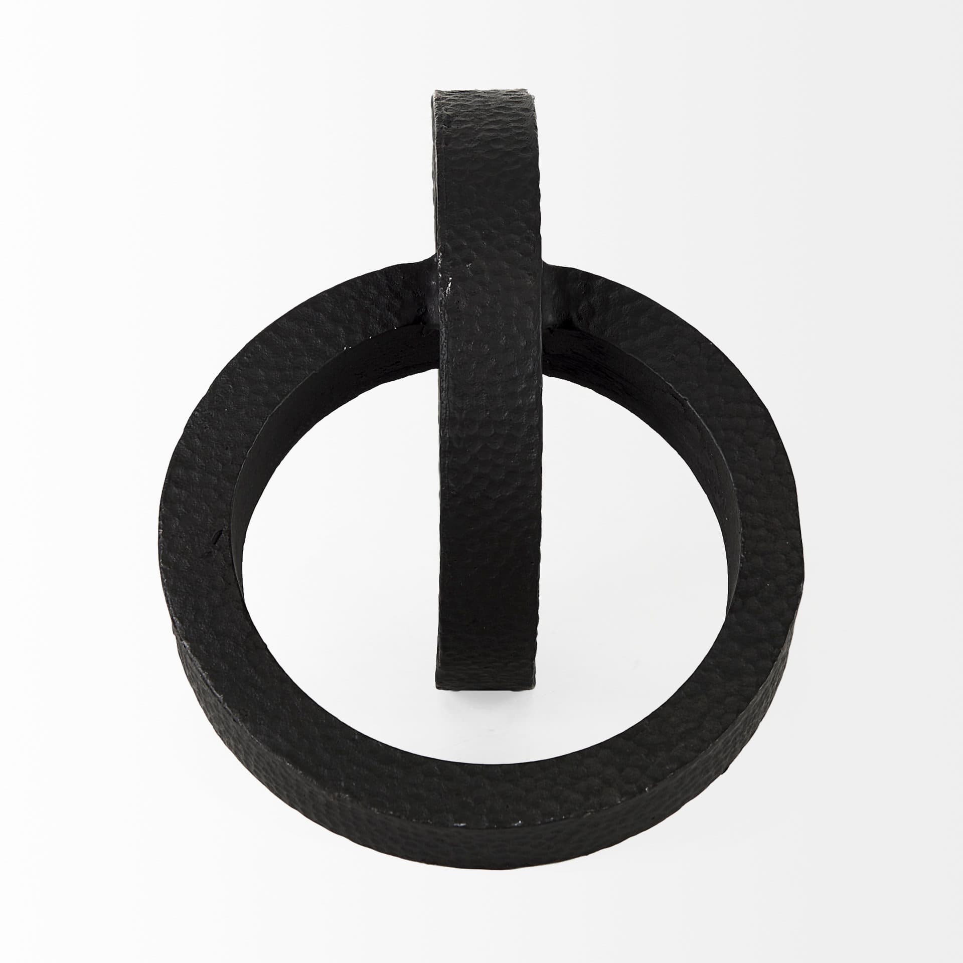 Rafiki Two Blackened Hammered Finish Metal Conjoined Circles — product photograph