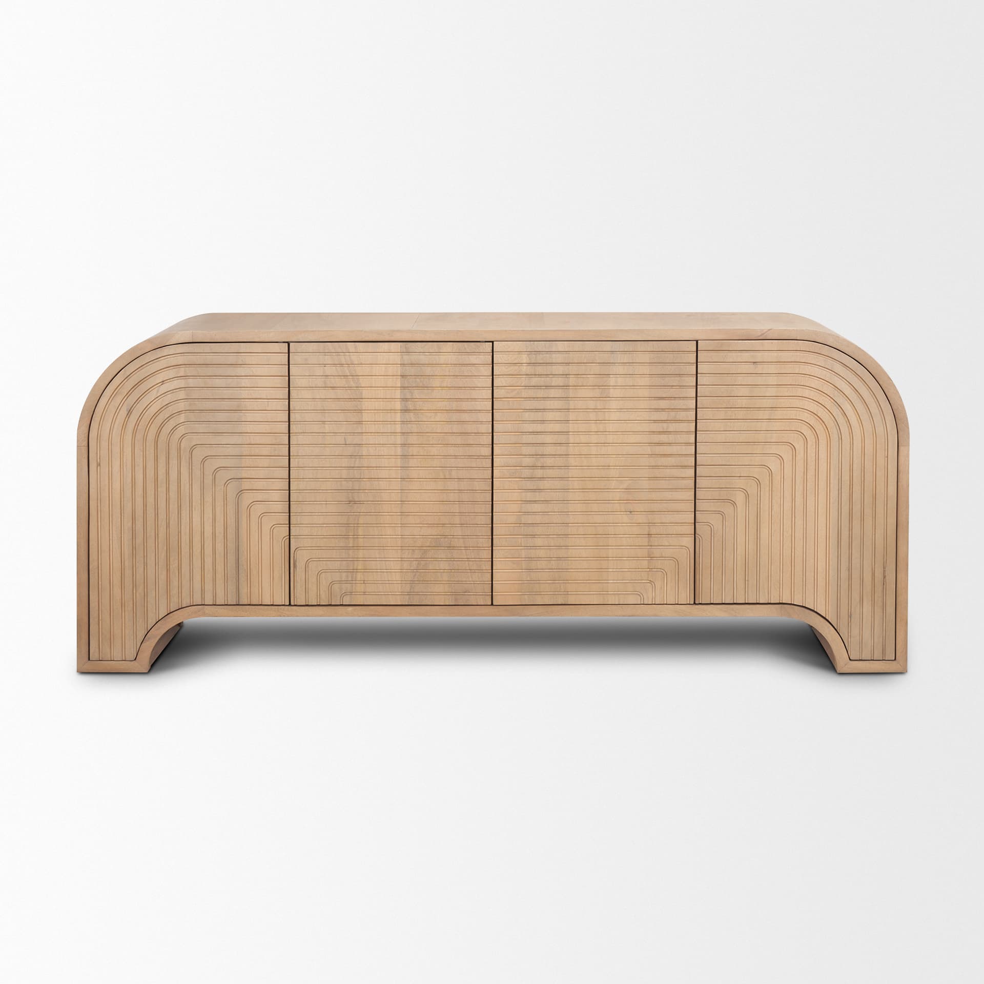 Sorina Reverse Fluted Light Brown Wood Sideboard — product photograph