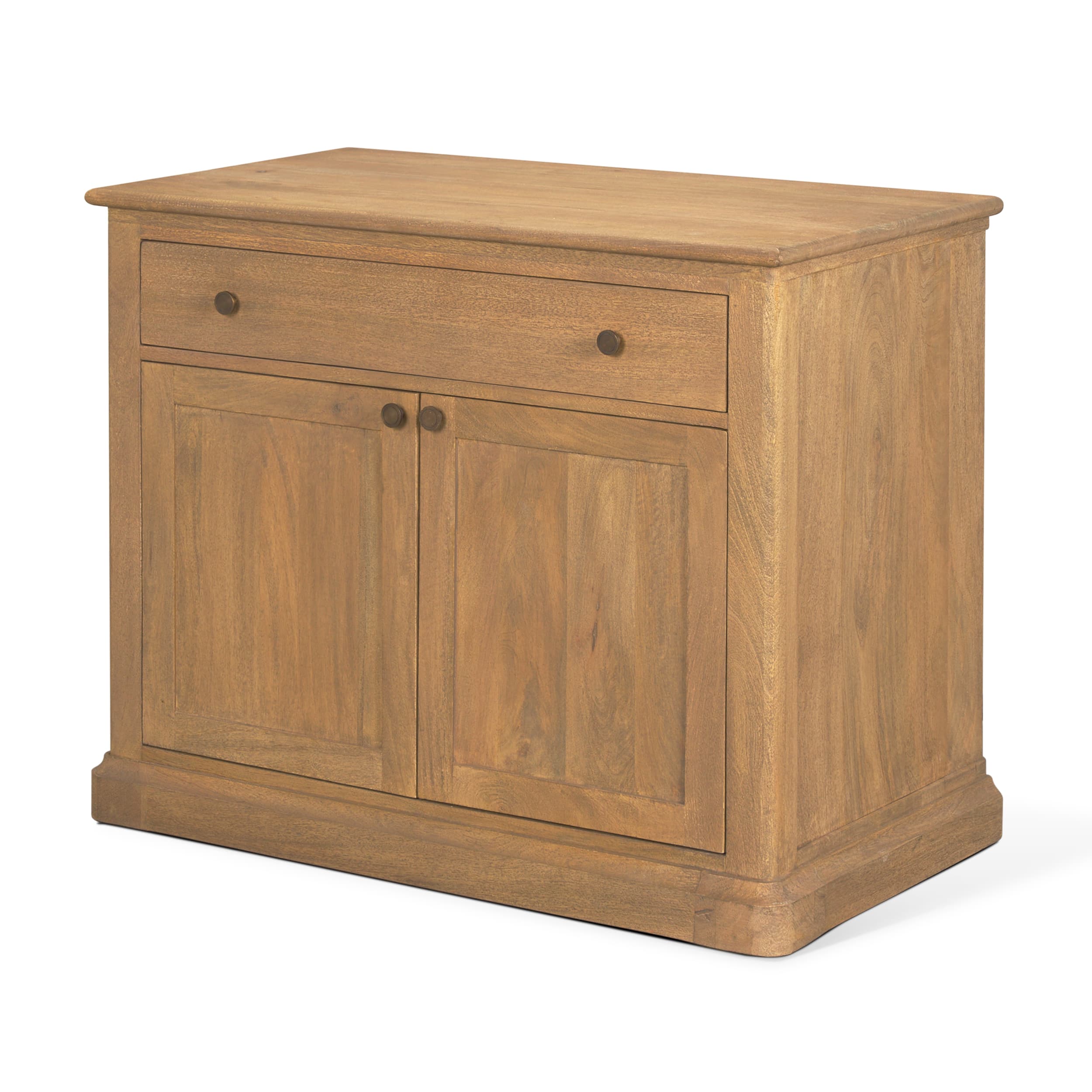Baron Light Brown Solid Wood w/ Gunmetal Knobs 2-Door Accent Cabinet — product photograph