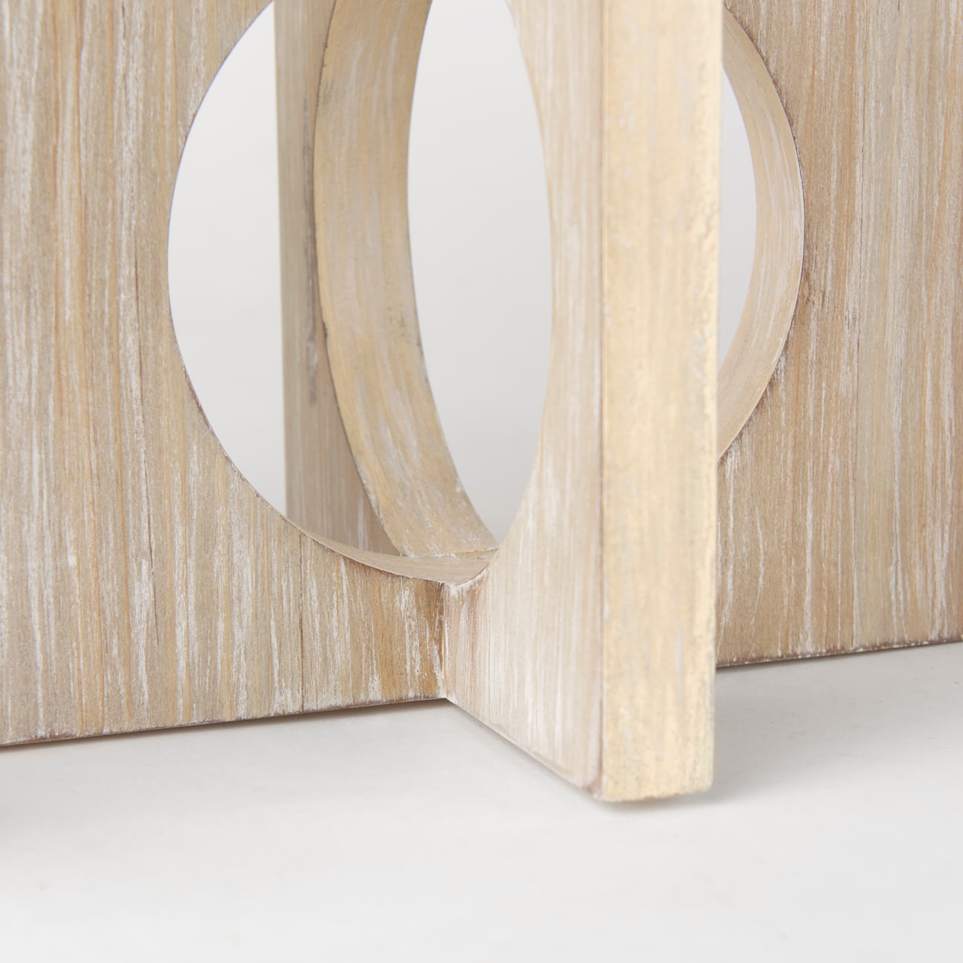 Cambie 29.0L x 6.0W x 9.0H Natural Wood W/Black Metal Candle Holders — product photograph