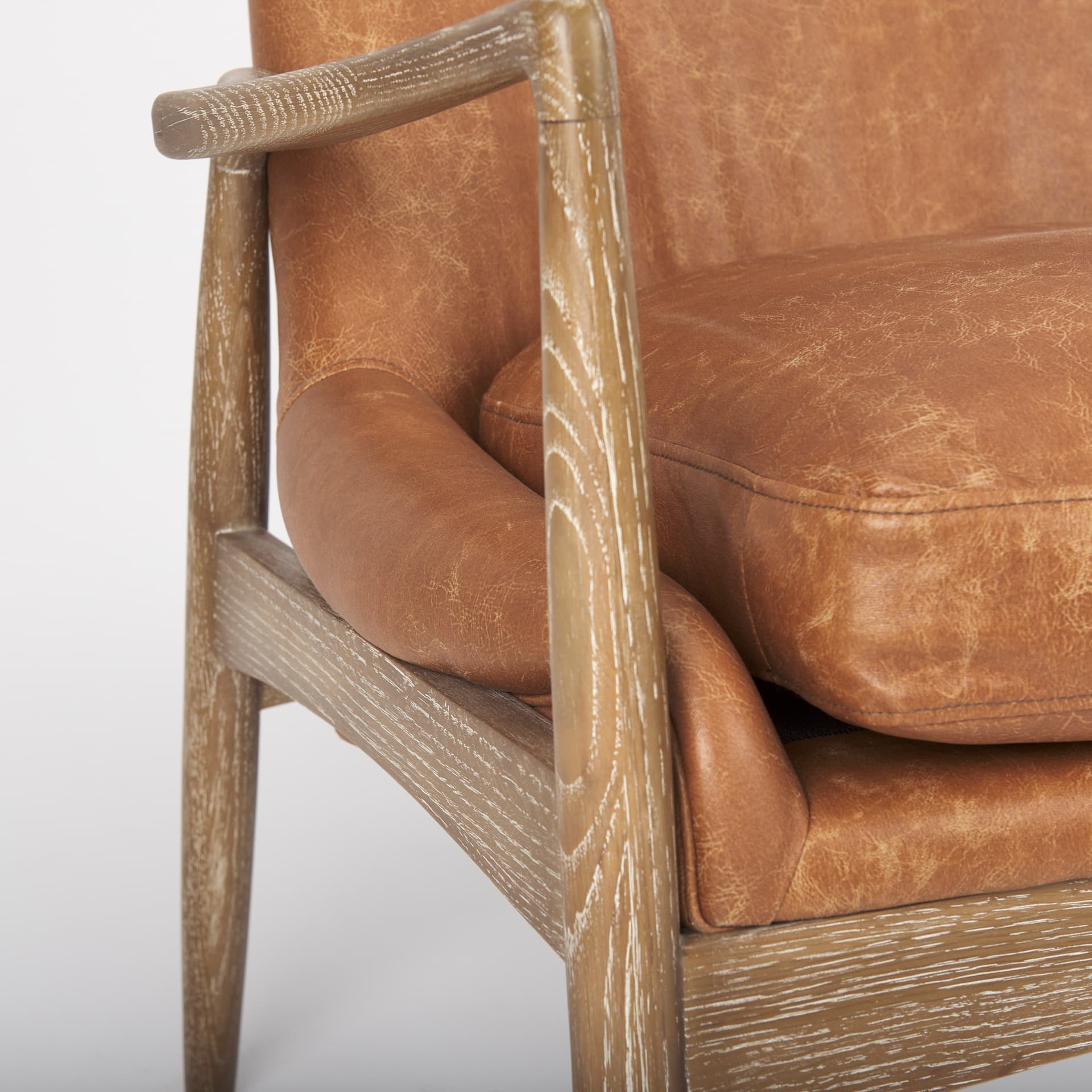 Westan Cognac Faux Leather W/Medium Brown Wood Accent Chair — product photograph