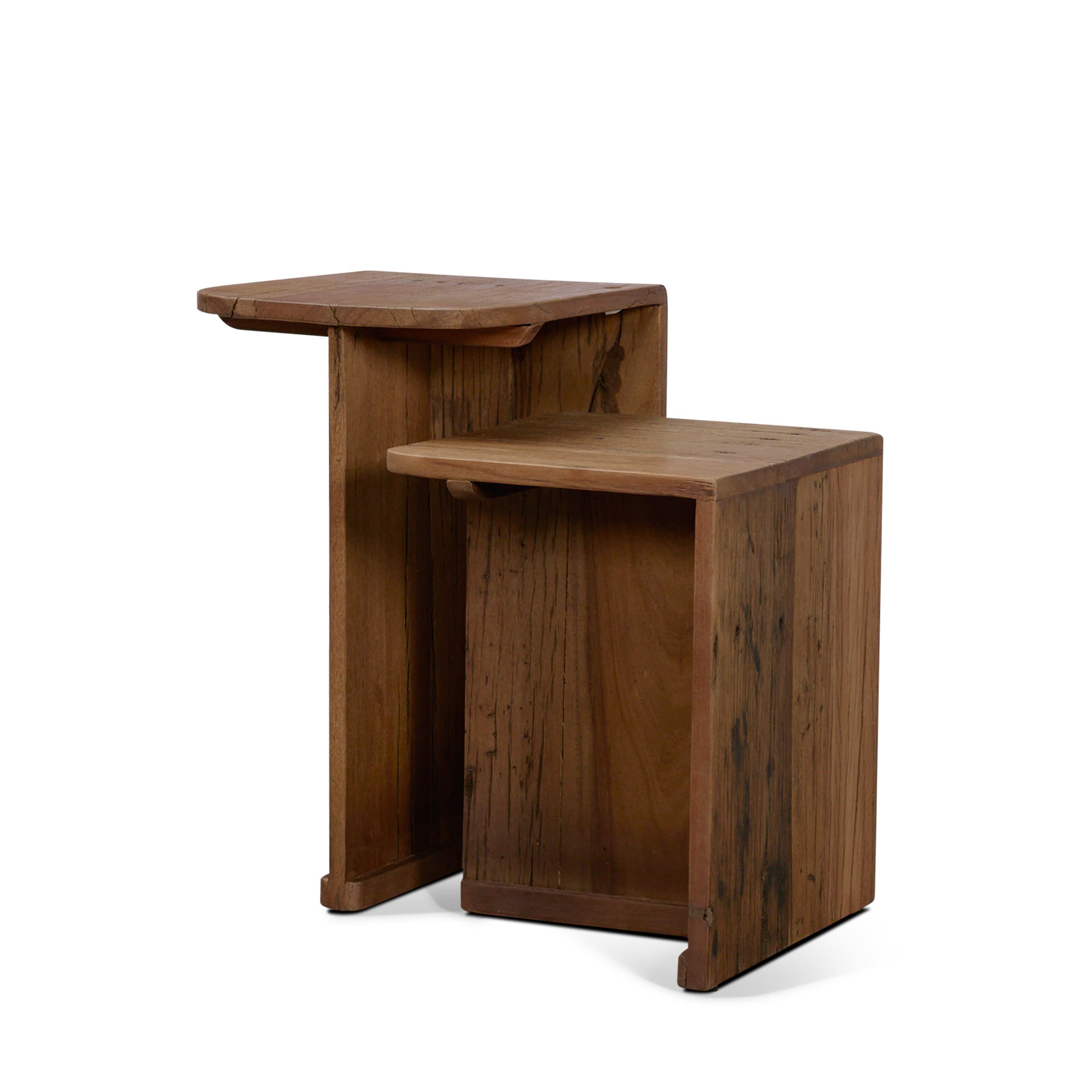 Lucan Mid-Dark Brown Reclaimed Wood Side Tables — product photograph