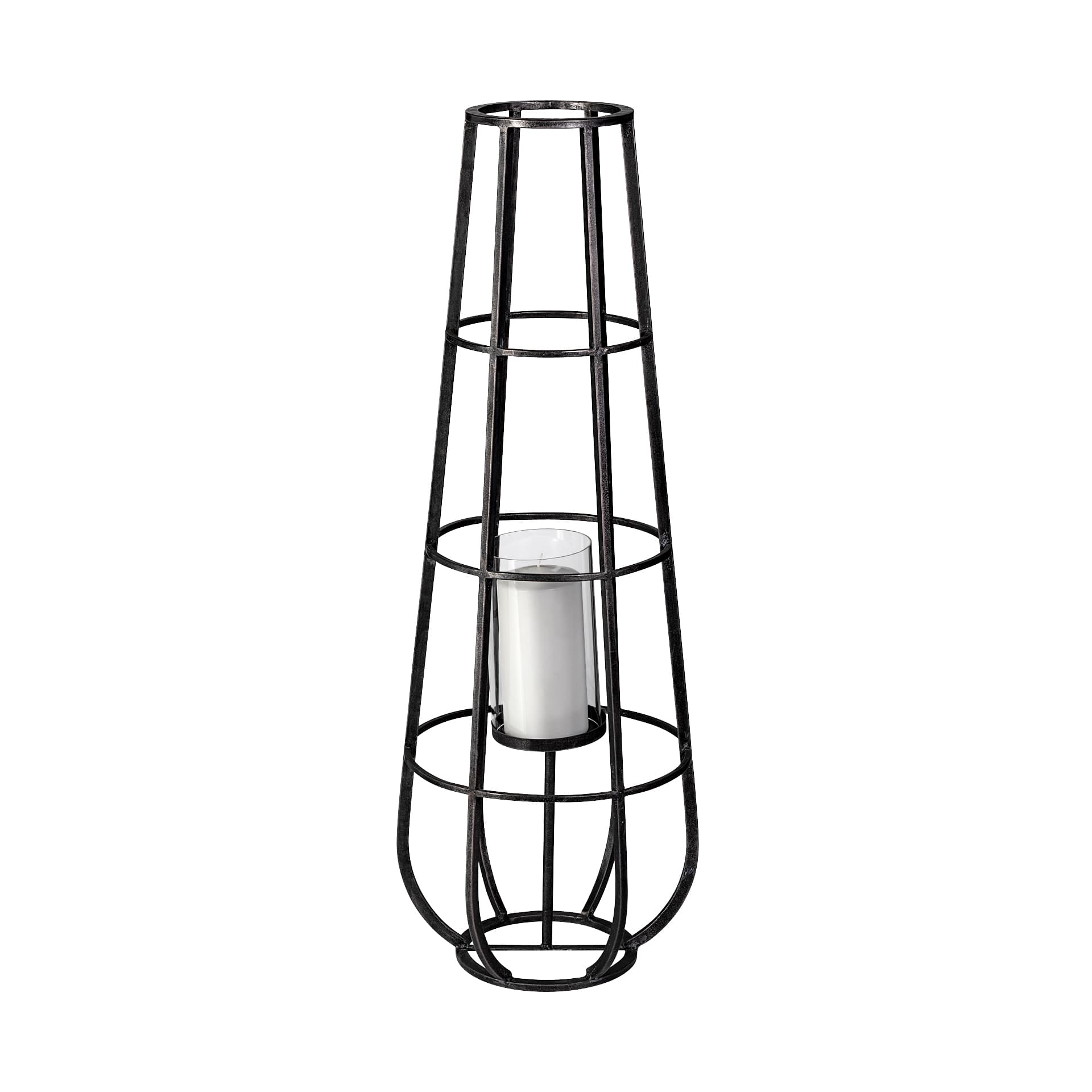 Bella Large Black Metal Cylindrical Cage Candle Holder Lantern — product photograph