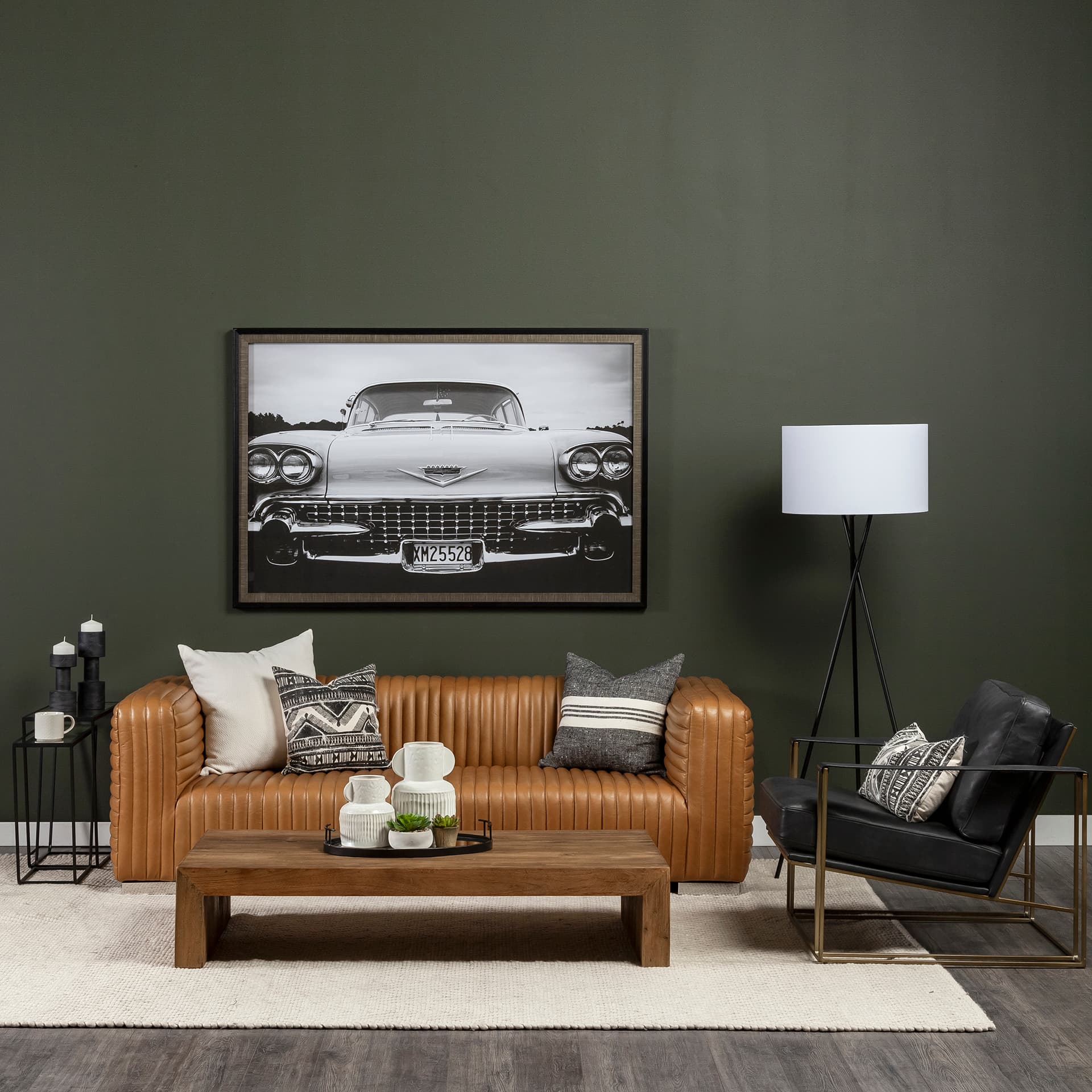 Watson Black Leather Wrap Gold Metal Frame Accent Chair — product photograph