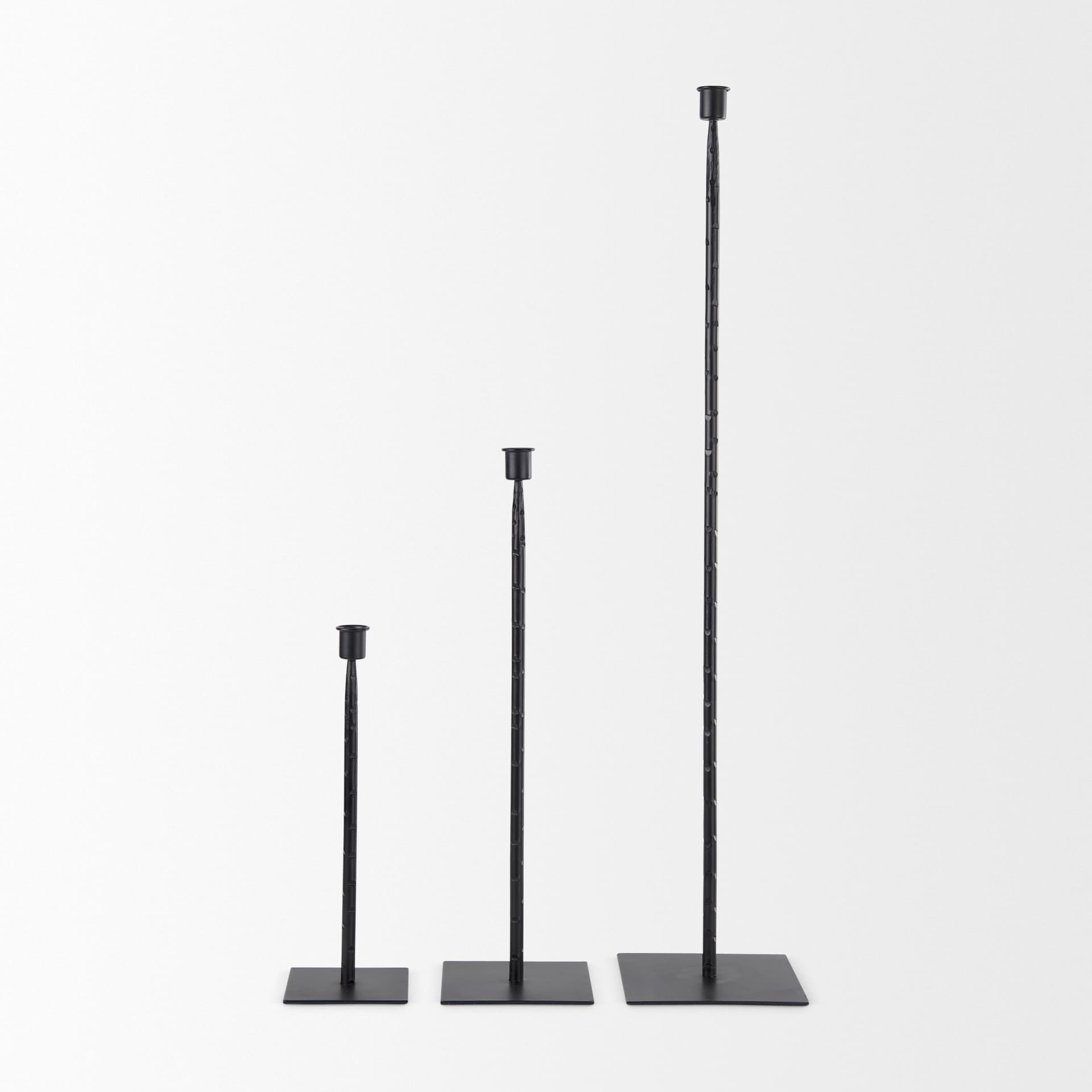 Porter 5.0L x 5.0W x 18.0H Medium Black Iron Candle Holder — product photograph