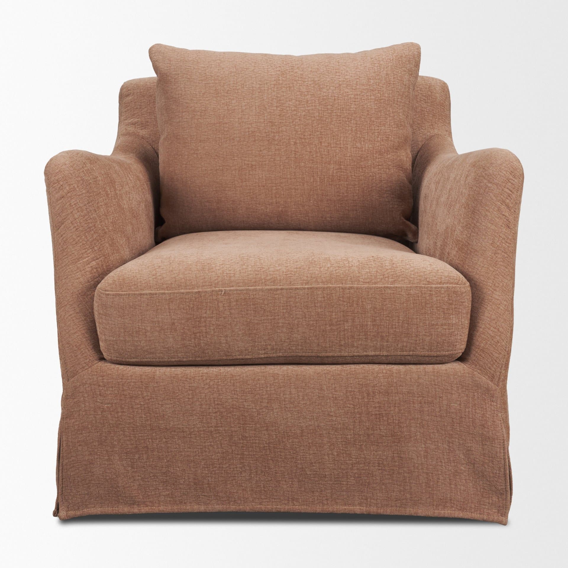 Ellington Slipcovered Slope Arm Swivel Accent Chair | Sienna Fabric-Fixed Chair — product photograph