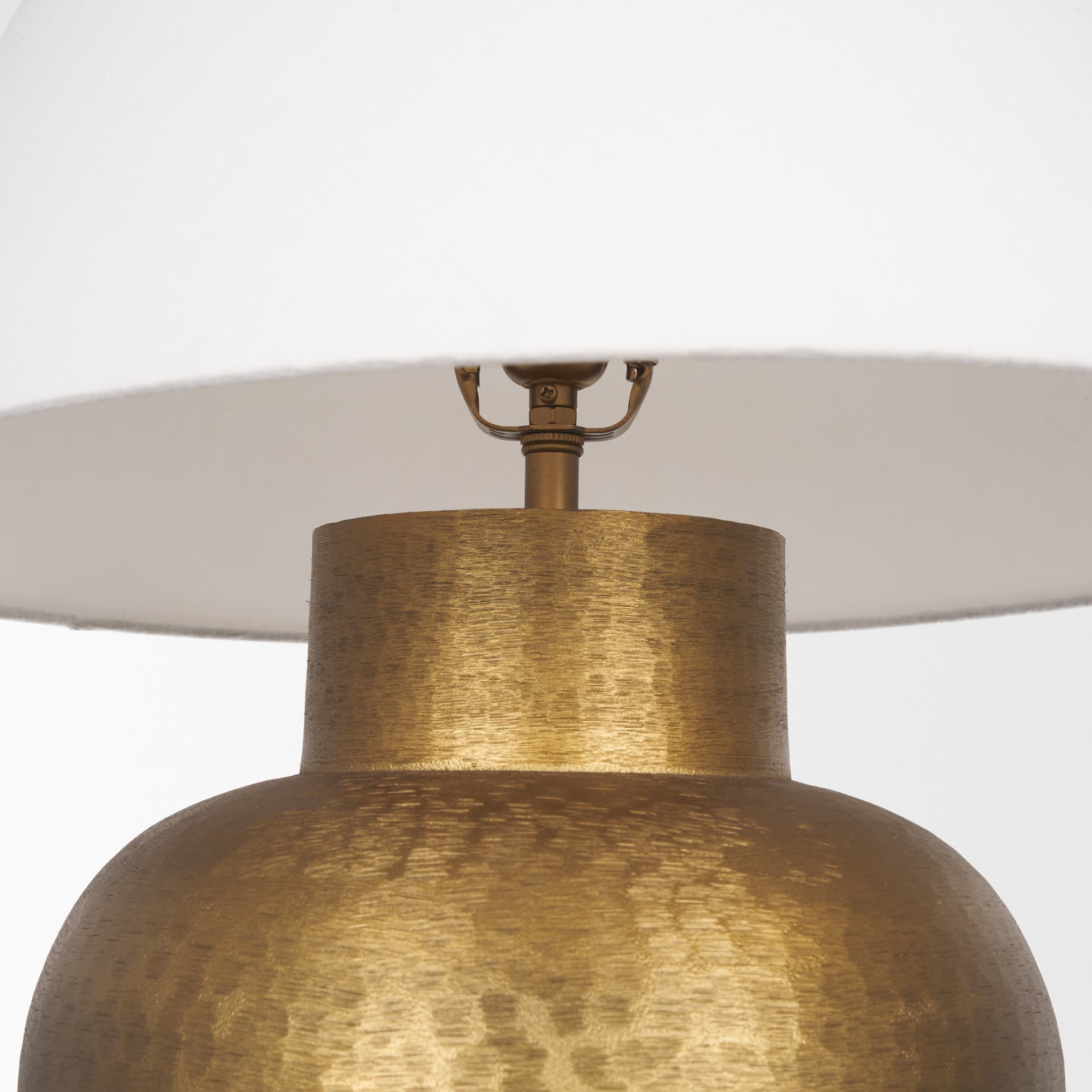 Salaah Antique Gold Brushed Metal w/ Cream Shade Table Lamp — product photograph