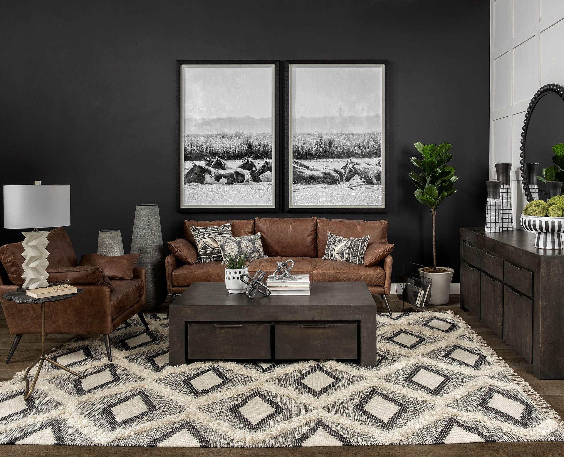 Kalahari II Large 39" Gray Ceramic Floor Vase — in a styled room
