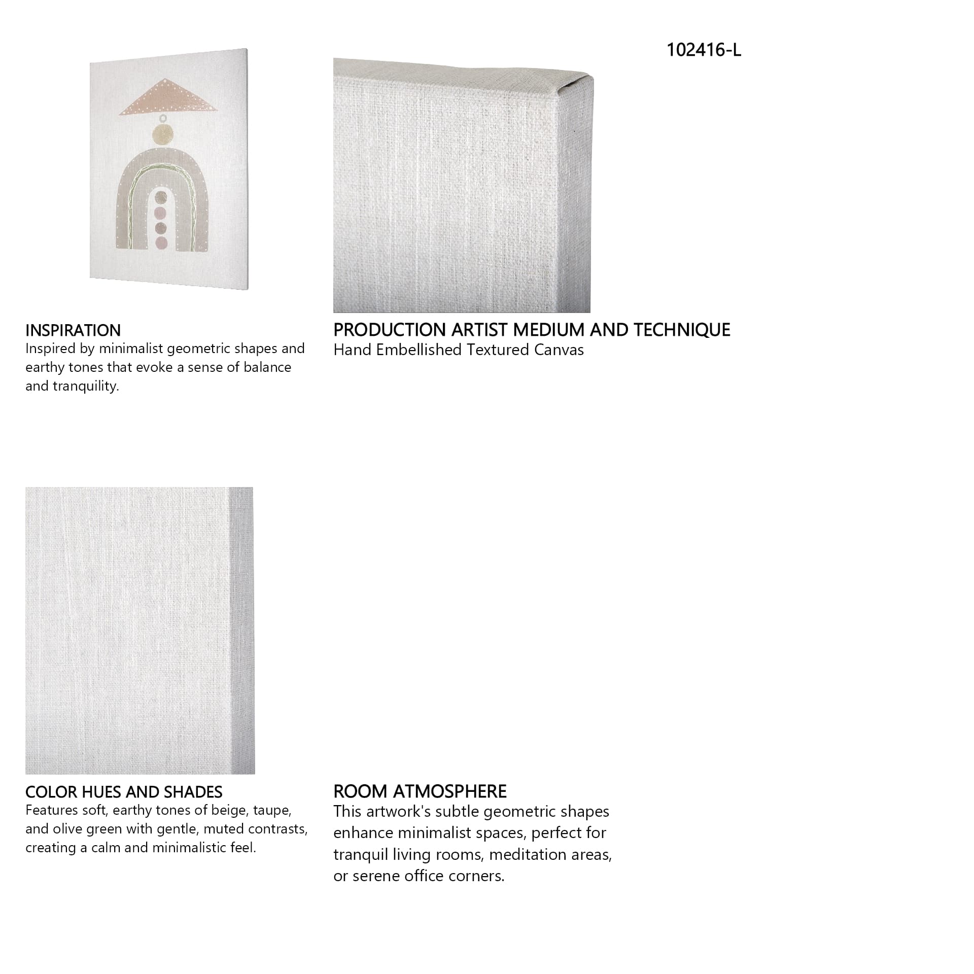 Pavilion Neutral I by Mercana Studio a Hand Embellished Textured Canvas — in a styled room