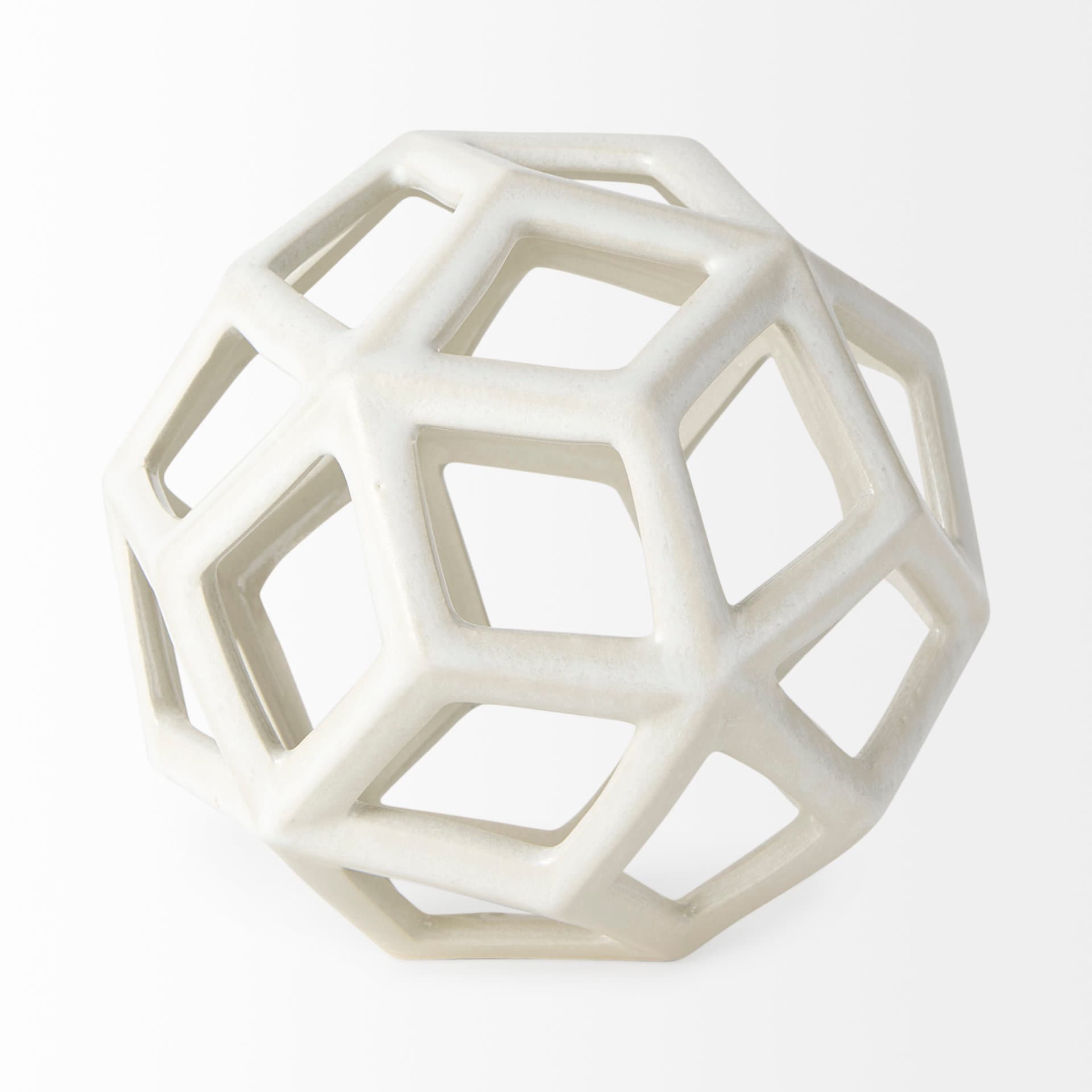 Geom 7.1L x 7.1W x 7.1H White Ceramic Geometric Object — product photograph